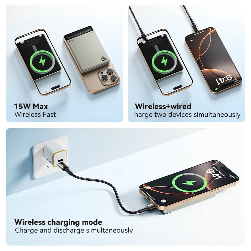 Mágneses Power Bank 10 000 mAh – MagSafe-kompatibilis, vezeték nélküli töltés"